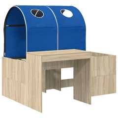 Bed with Tunnel 3 pcs Engineered Wood Sonoma oak and blue
