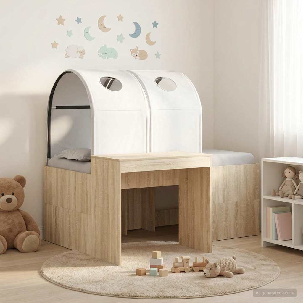 Bed with Tunnel 3 pcs Engineered Wood Sonoma oak and white