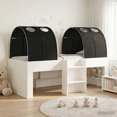 Kids' High Bed Frame with Tunnel 3 pcs White and black