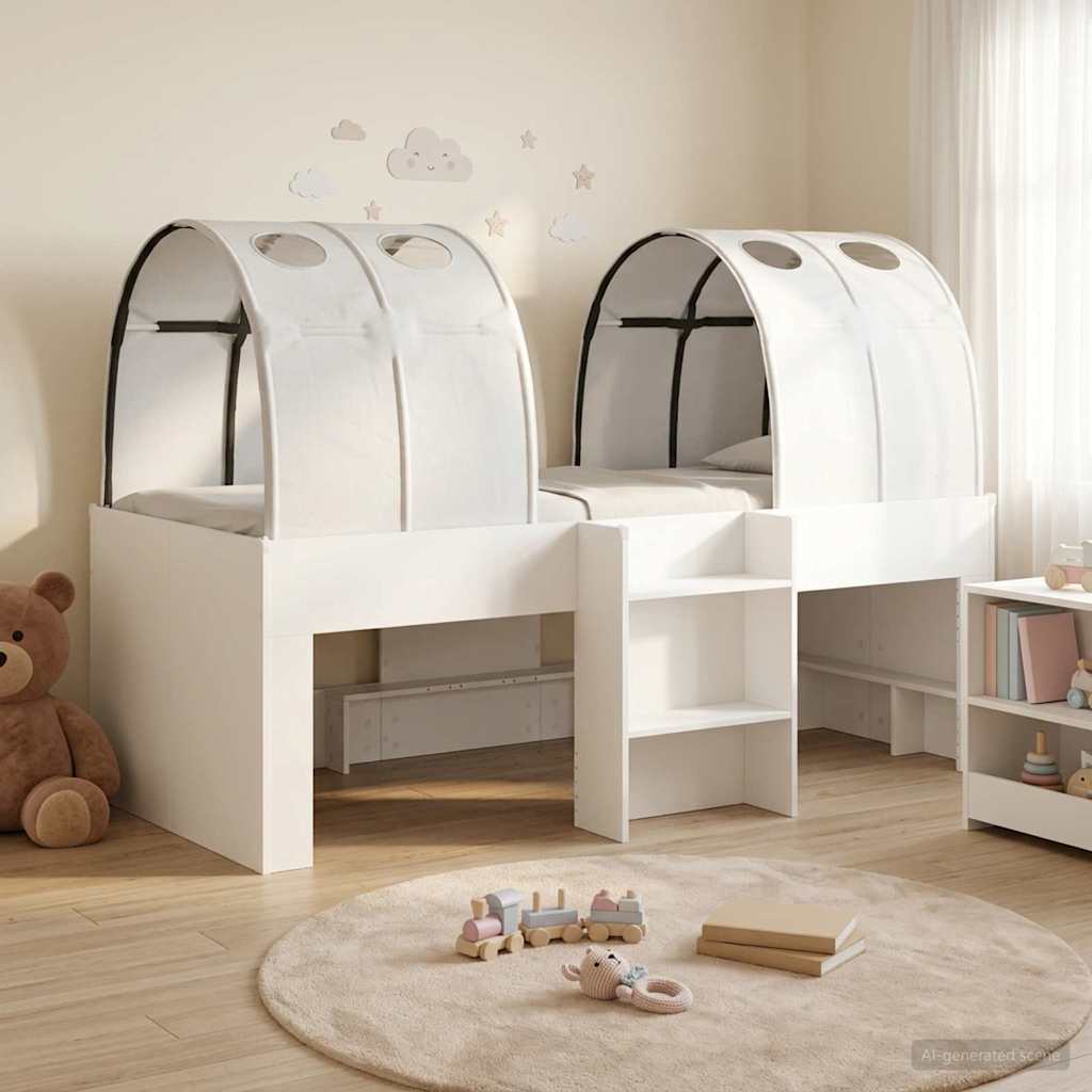 Kids' High Bed Frame with Tunnel 3 pcs White