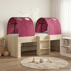 Kids' High Bed Frame with Tunnel 3 pcs Sonoma oak and red