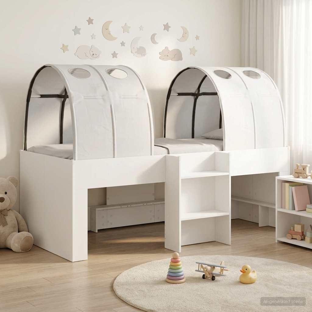 Bed with Tunnel 3 pcs Engineered Wood White
