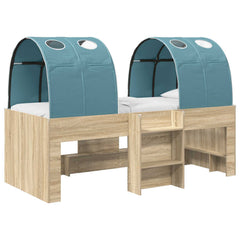 Bed with Tunnel 3 pcs Engineered Wood Sonoma oak and light blue