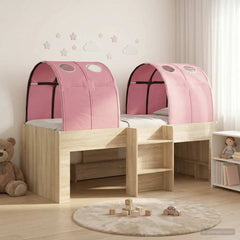 Bed with Tunnel 3 pcs Engineered Wood Sonoma oak and pink
