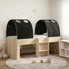 Bed with Tunnel 3 pcs Engineered Wood Sonoma oak and black