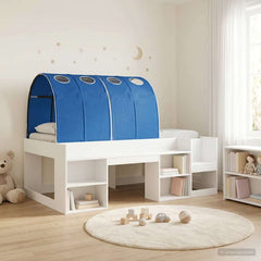 Bed Frame with Tunnel 3 pcs Engineered Wood White and blue