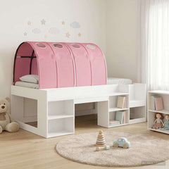 Bed Frame with Tunnel 3 pcs Engineered Wood White and pink