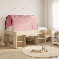 Bed Frame with Tunnel 3 pcs Engineered Wood Sonoma oak and pink