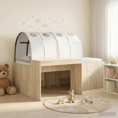 Bed with Tunnel 3 pcs 75 x 193 cm Sonoma oak and white