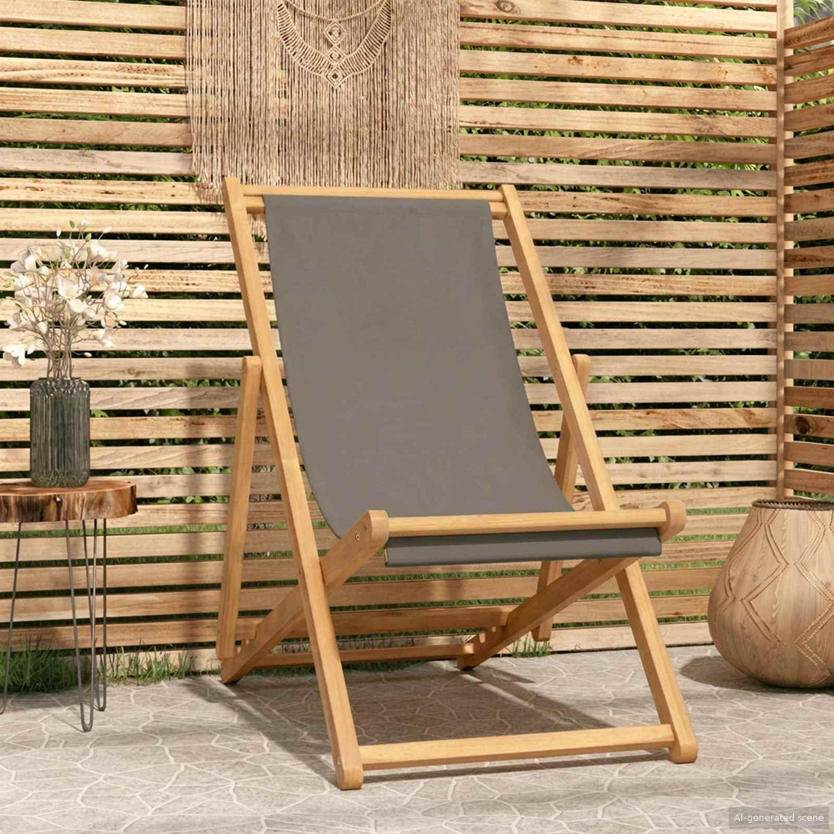 vidaXL Beach Chair Solid Teak Wood