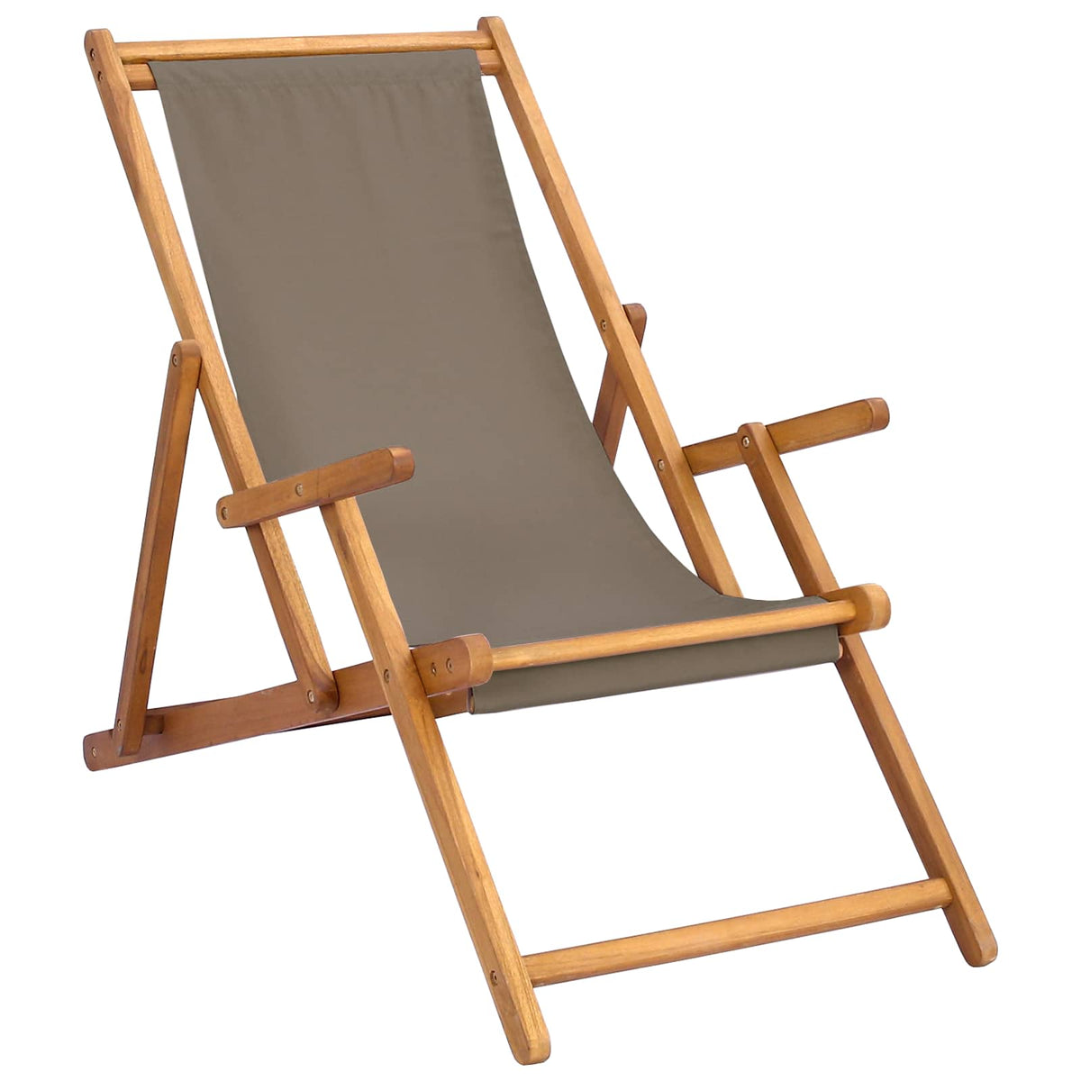 Beach Chair Solid Teak Wood Taupe