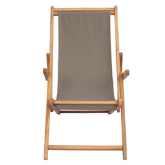 vidaXL Beach Chair Taupe Solid Teak Wood 3