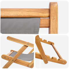 vidaXL Beach Chair Light Grey Solid Teak Wood 6