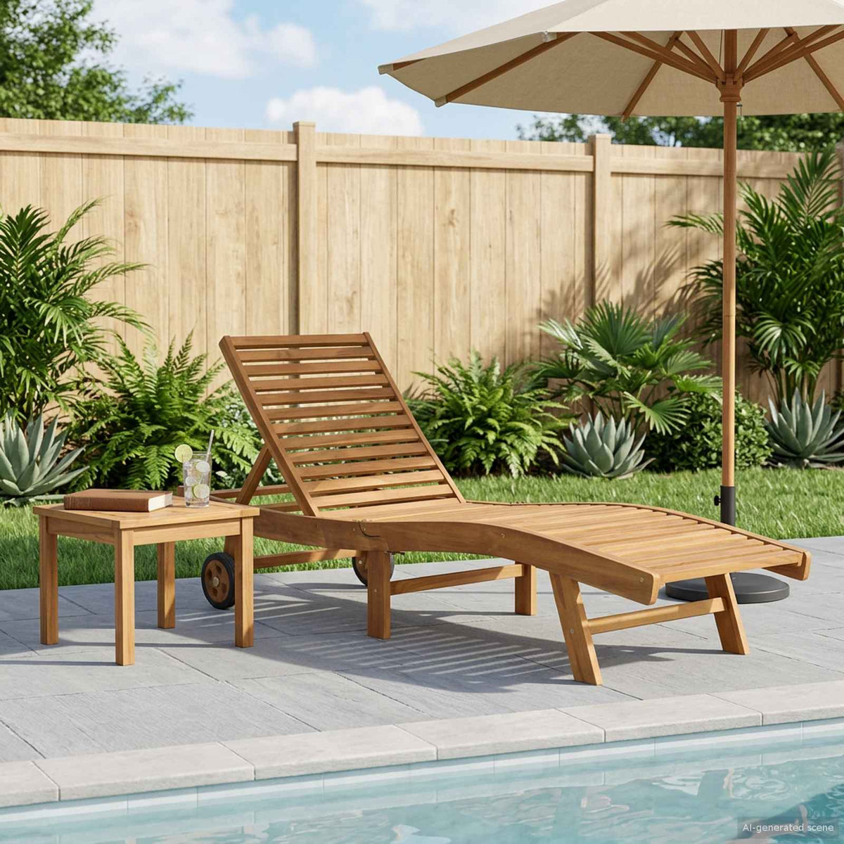 Sun Lounger Polyester Brown without table