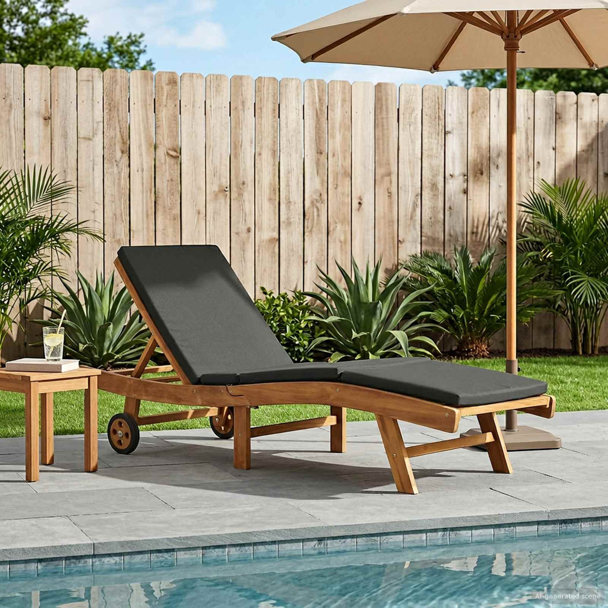 Sun Lounger Polyester Brown and dark grey without table