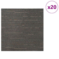 vidaXL Carpet Tile Striped Dark Brown 50 x 50 cm 20 pcs PP and Bitumen 3