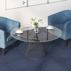 vidaXL Carpet Tile Striped Blue 50 x 50 cm 20 pcs PP and Bitumen 1