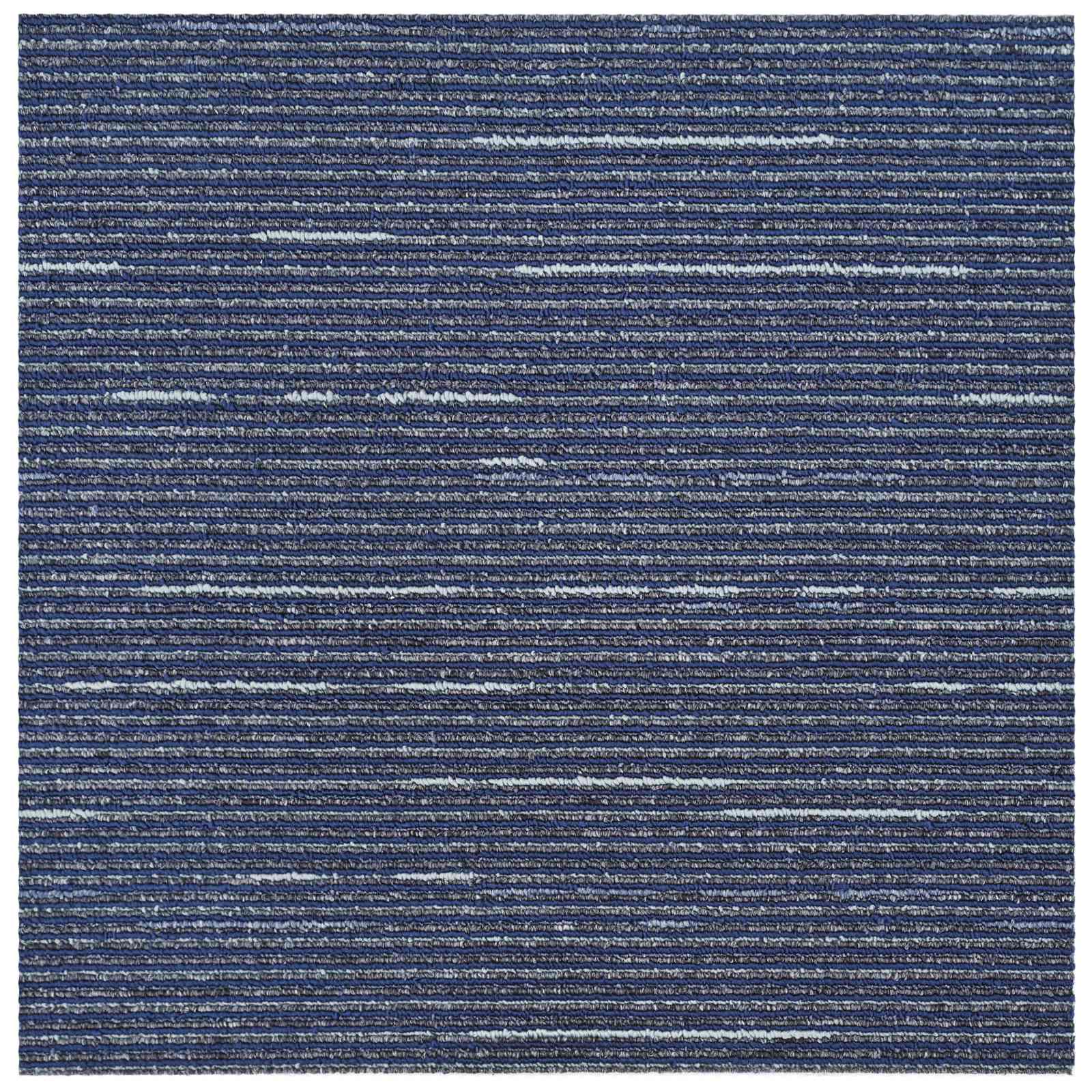 vidaXL Carpet Tile Striped Blue 50 x 50 cm 20 pcs PP and Bitumen 5