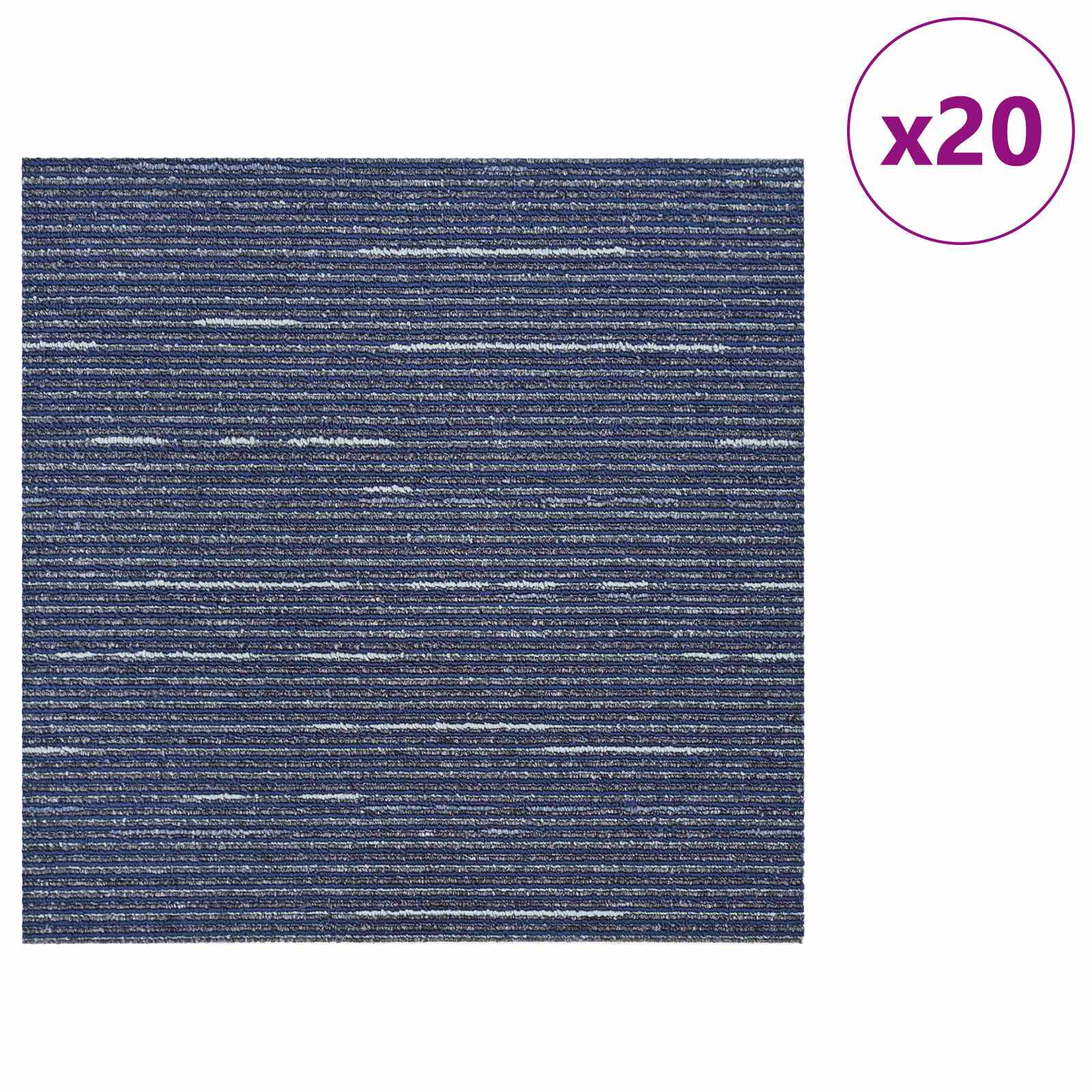 vidaXL Carpet Tile Striped Blue 50 x 50 cm 20 pcs PP and Bitumen 3