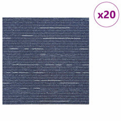 vidaXL Carpet Tile Striped Blue 50 x 50 cm 20 pcs PP and Bitumen 3