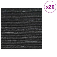 vidaXL Carpet Tile Striped Black 50 x 50 cm 20 pcs PP and Bitumen 3