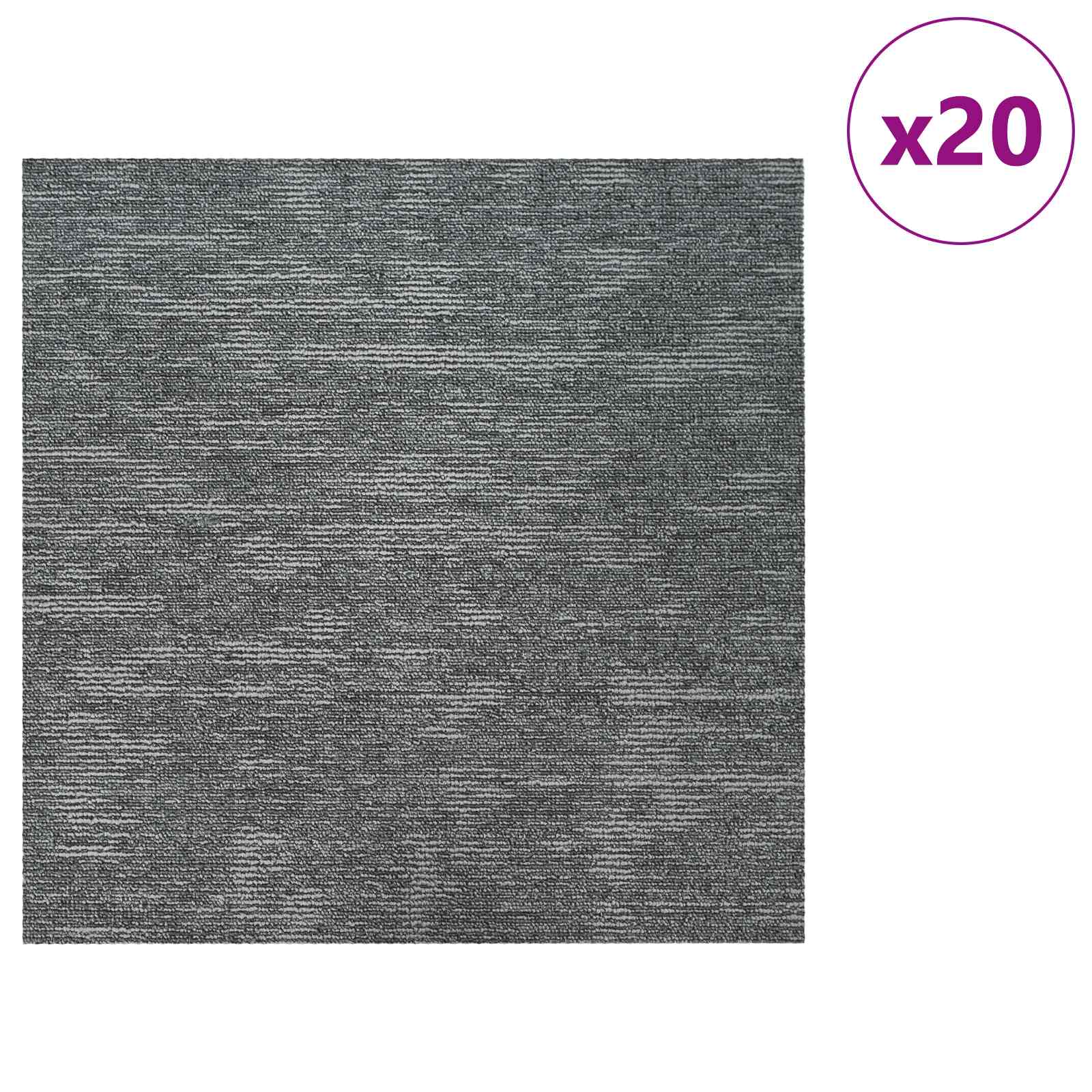 vidaXL Carpet Tile Rock Grey 50 x 50 cm 20 pcs PP and Bitumen 3