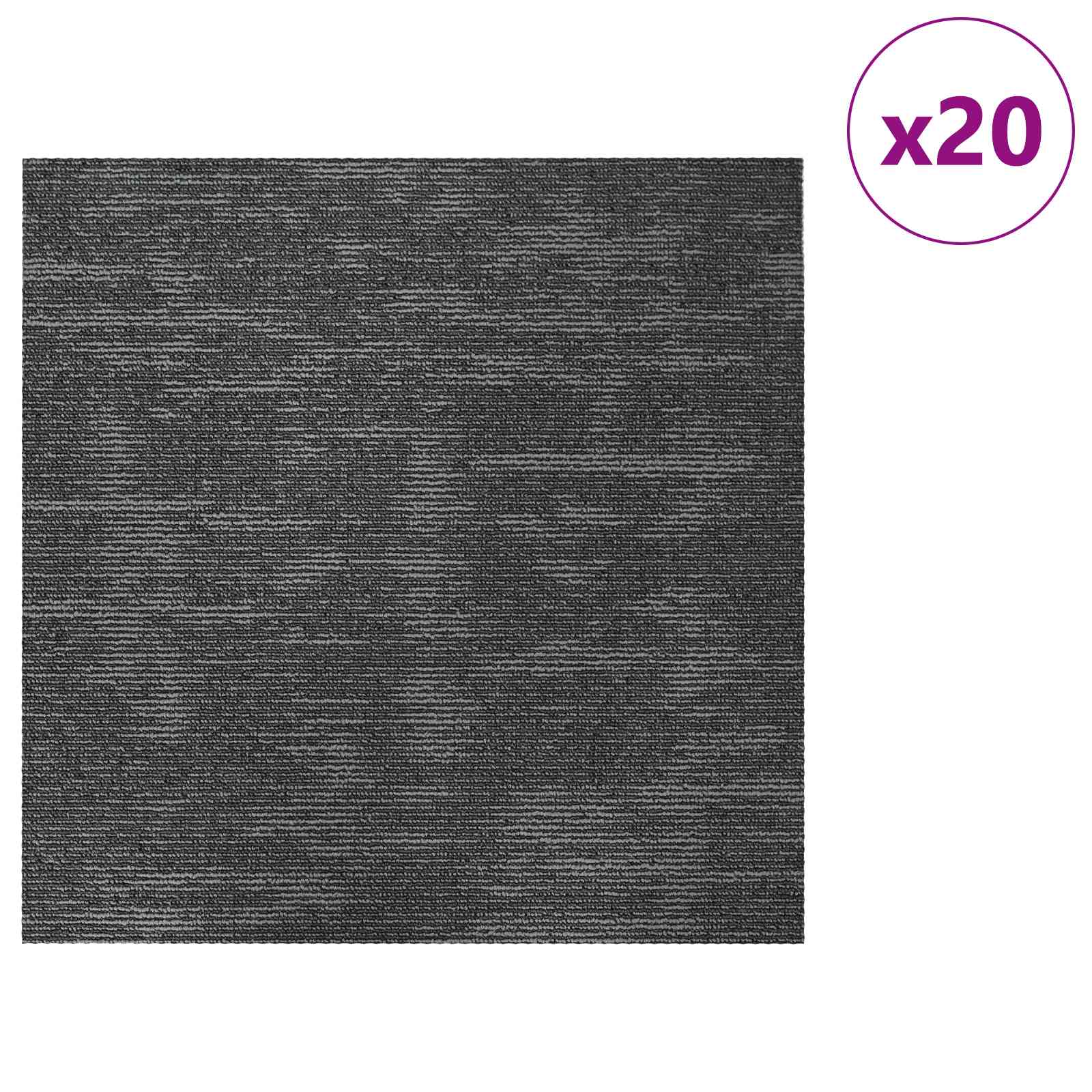 vidaXL Carpet Tile Charcoal Grey 50 x 50 cm 20 pcs PP and Bitumen 3