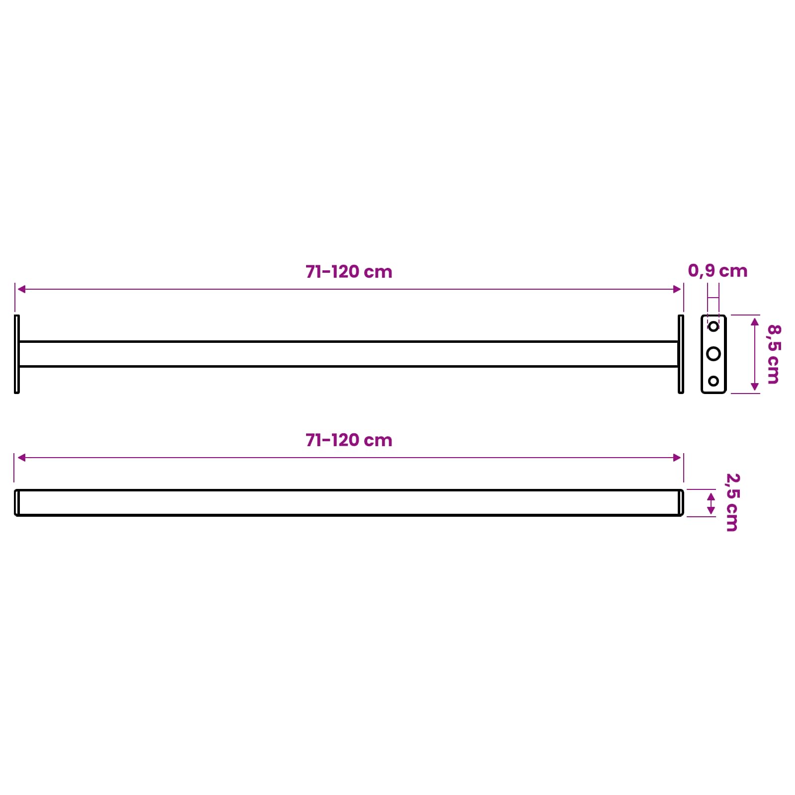 vidaXL Adjustable Window Safety Bar 3 pcs 710 -1200 mm Steel Black 6