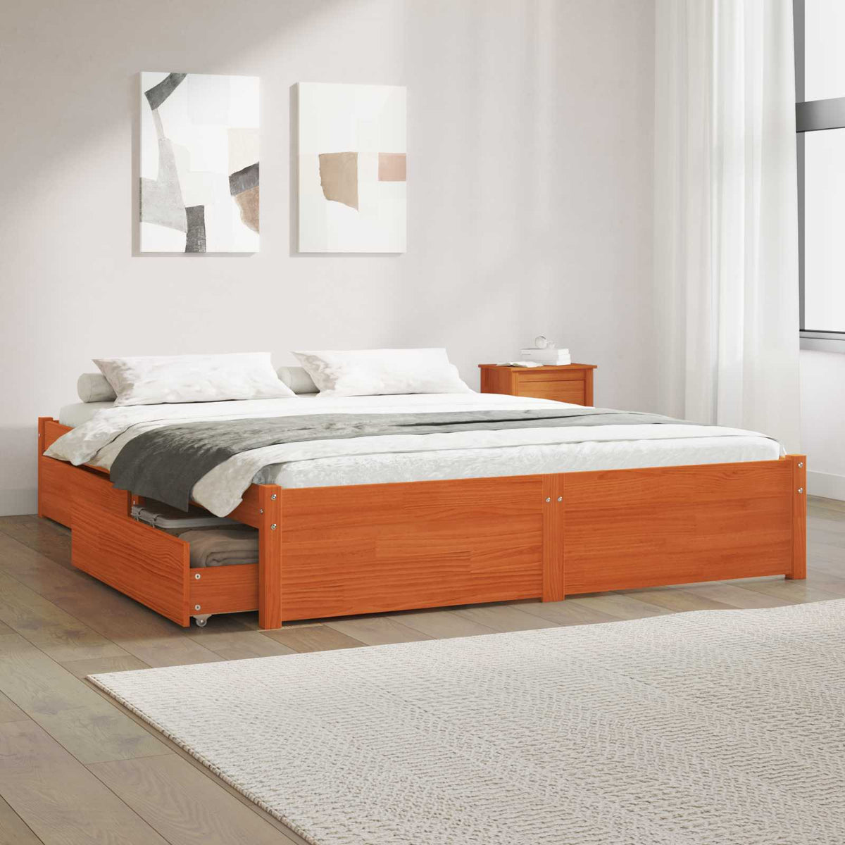 vidaXL Bed Frame 2 pcs Wax Brown 140 x 190 cm Solid Pine Wood 1