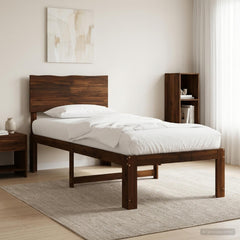 Double Bed Frame with Headboard ROSTOCK Length 190 cm Dark brown 75 cm