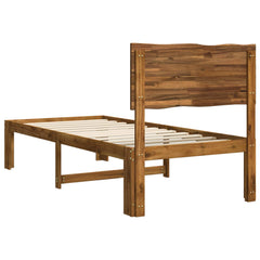 Double Bed Frame with Headboard ROSTOCK Length 190 cm Natural 90 cm