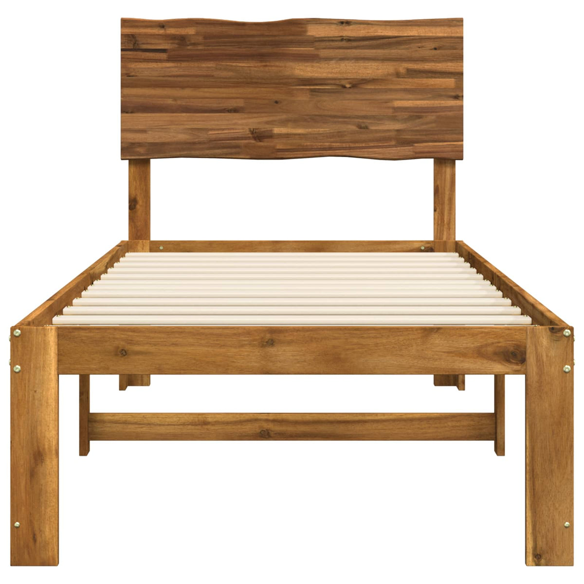 Double Bed Frame with Headboard ROSTOCK Length 190 cm Natural 90 cm