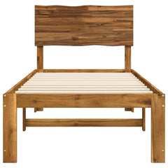 Double Bed Frame with Headboard ROSTOCK Length 190 cm Natural 90 cm