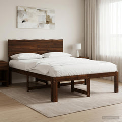 Double Bed Frame with Headboard ROSTOCK Length 190 cm Dark brown 120 cm