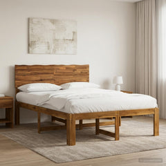 Double Bed Frame with Headboard ROSTOCK Length 190 cm Natural 120 cm