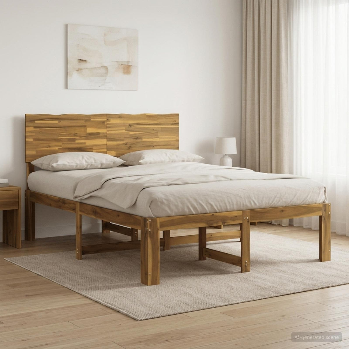 Double Bed Frame with Headboard ROSTOCK Length 190 cm Whitewash 120 cm