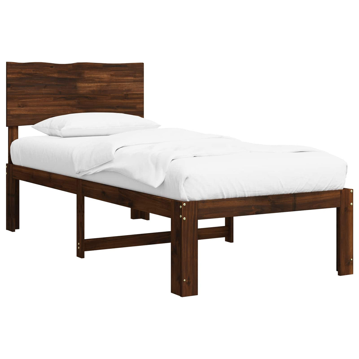 Double Bed Frame with Headboard ROSTOCK Length 200 cm Dark Brown 90 cm