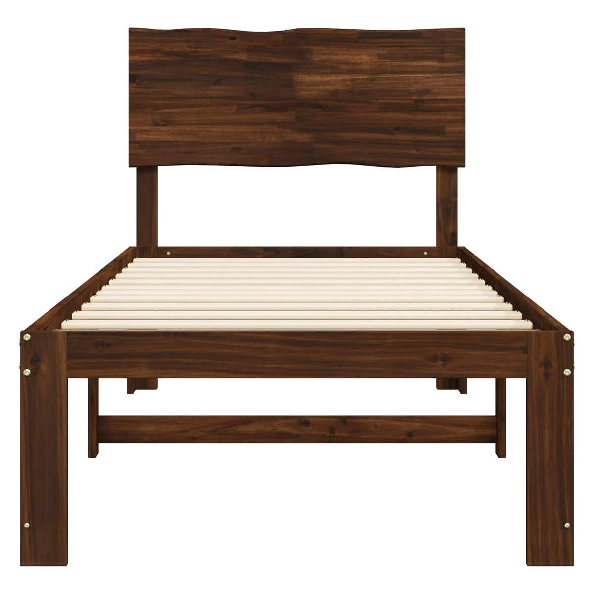 Double Bed Frame with Headboard ROSTOCK Length 200 cm Dark Brown 90 cm