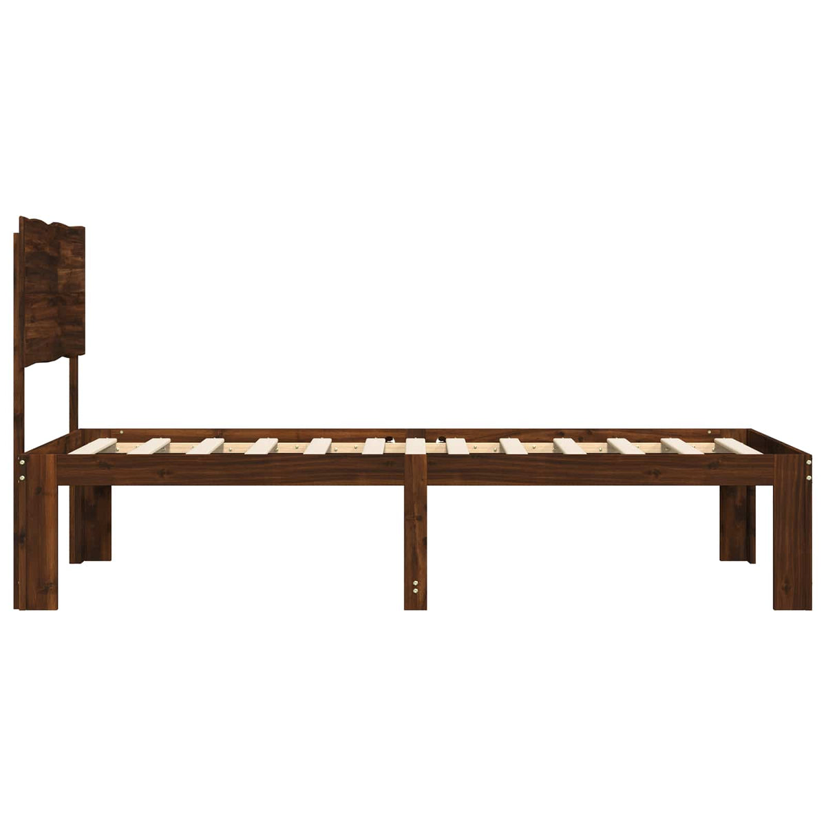 Double Bed Frame with Headboard ROSTOCK Length 200 cm Dark Brown 90 cm