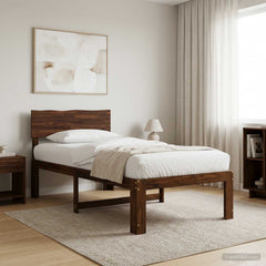 Double Bed Frame with Headboard ROSTOCK Length 190 cm Dark brown 75 cm