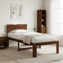 Double Bed Frame with Headboard ROSTOCK Length 190 cm Dark brown 90 cm