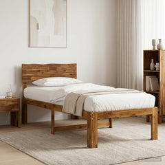 Double Bed Frame with Headboard ROSTOCK Length 190 cm Natural 90 cm