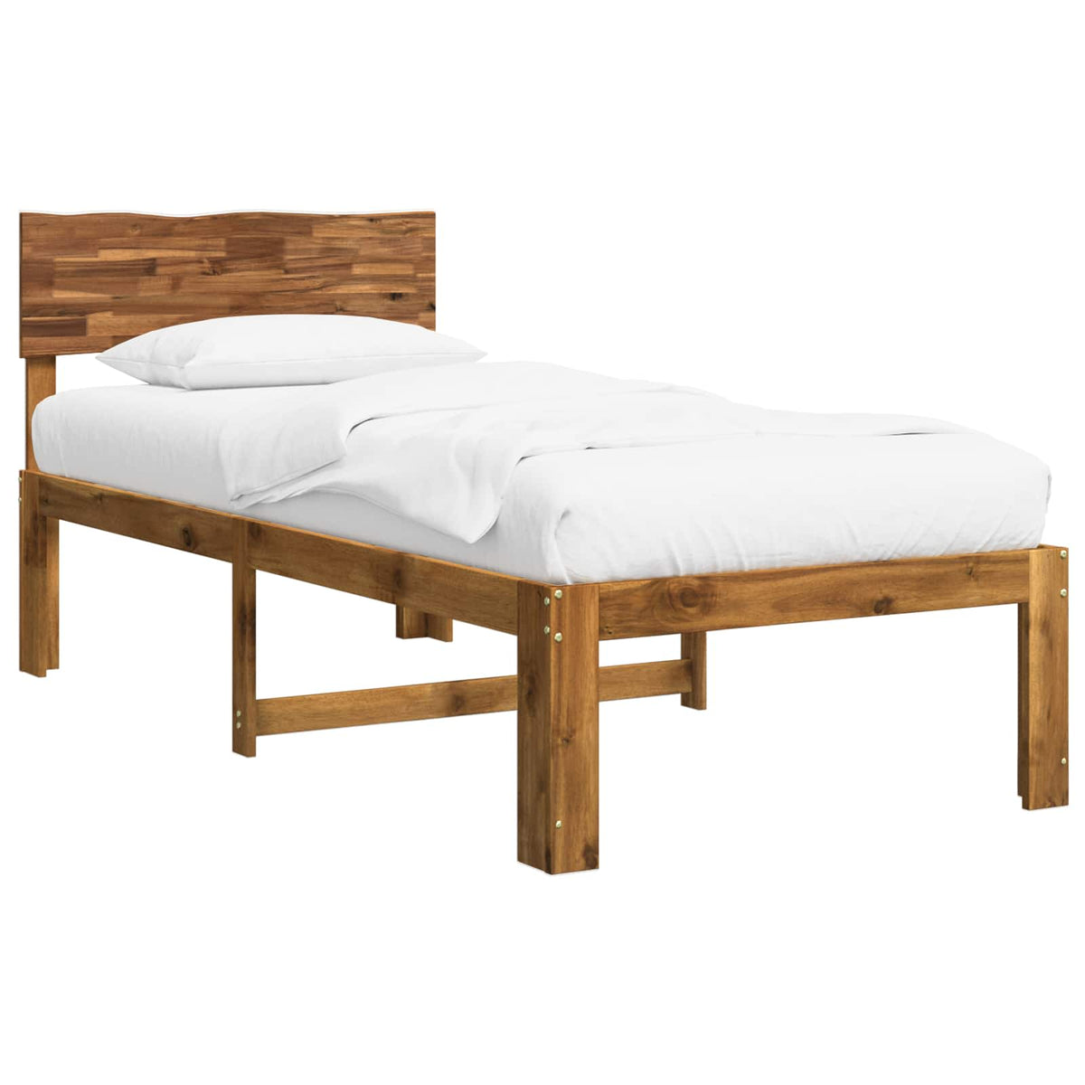 Double Bed Frame with Headboard ROSTOCK Length 190 cm Natural 90 cm