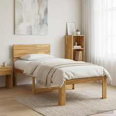 Double Bed Frame with Headboard ROSTOCK Length 190 cm Whitewash 90 cm