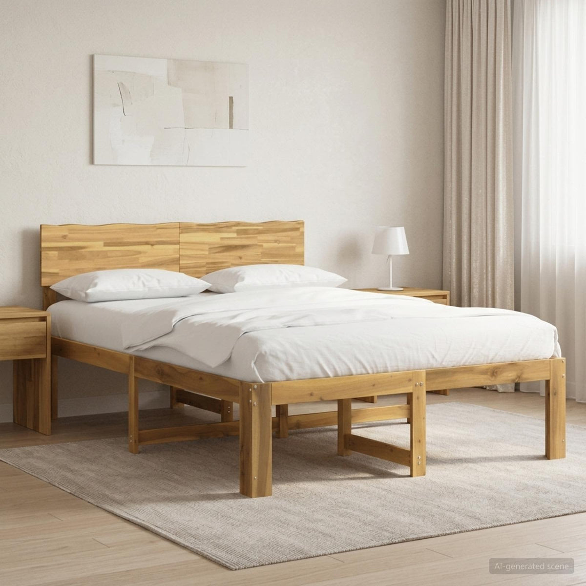 Double Bed Frame with Headboard ROSTOCK Length 190 cm Whitewash 120 cm
