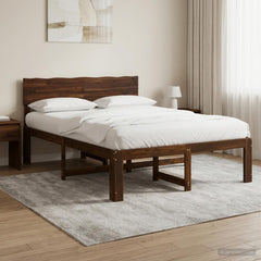 Double Bed Frame with Headboard ROSTOCK Length 190 cm Dark brown 140 cm