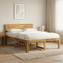 Double Bed Frame with Headboard ROSTOCK Length 190 cm Whitewash 140 cm