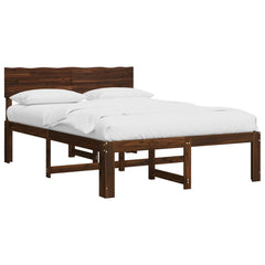 Double Bed Frame with Headboard ROSTOCK Length 200 cm Dark Brown 140 cm