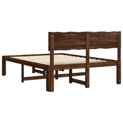 Double Bed Frame with Headboard ROSTOCK Length 200 cm Dark Brown 140 cm