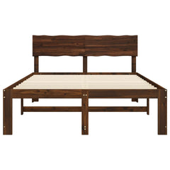 Double Bed Frame with Headboard ROSTOCK Length 200 cm Dark Brown 140 cm